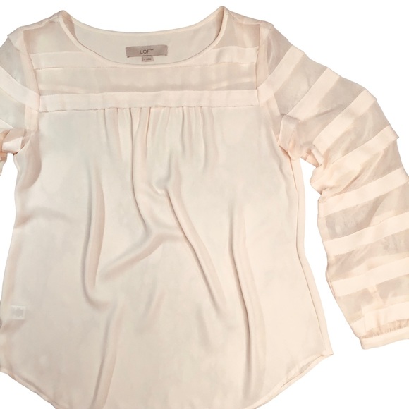 LOFT - Semi Sheer Light Apricot Long Sleeve Blouse - S (Fits like A Medium) - Picture 3 of 16